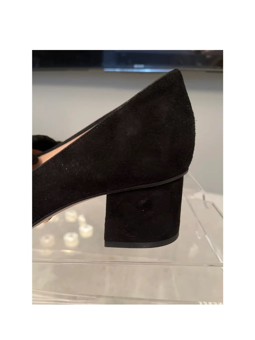 Gucci Black Suede Marmont Fringe Block Heel Loafers with Gold GG in Sz 38 1/2 - Picture 14 of 16